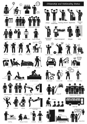 Comprehensive Icons for Citizenship, Nationality Status, and Health Issues Free Vector