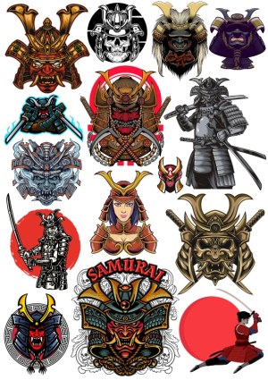 Collection of Samurai and Japanese Warrior Vectors Free Vector