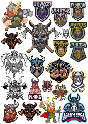 Collection of Viking and Warrior Vector Illustrations and Logos Free Vector