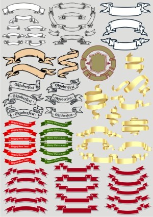 Collection of Decorative Vector Ribbons and Banners for Holidays and Events Free Vector