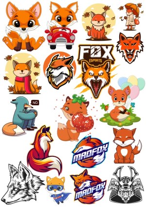 Collection of Cute and Fierce Fox Vector Designs Free Vector