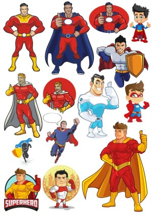 Collection of Various Male Superhero Cartoon Vector Characters Free Vector