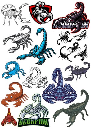 Collection of Stylized Scorpion Vector Illustrations Free Vector