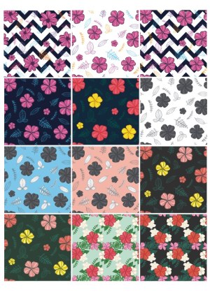 Floral Pattern Set with Diverse Color Backgrounds Free Vector