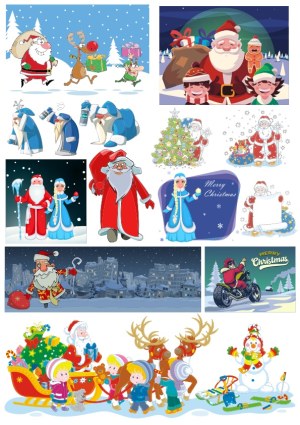 Collection of Festive Christmas Vector Illustrations Free Vector
