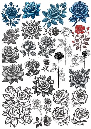 Collection of Rose Vector Illustrations in Various Styles and Colors Free Vector