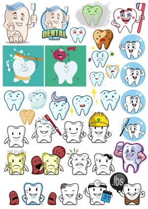 Cartoon Dental and Tooth Characters Illustrations Free Vector