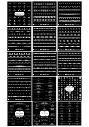 Set of Decorative Calligraphic Borders and Ornamental Design Elements Free Vector