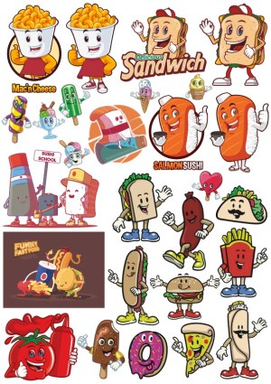 Cartoon Fast Food Characters Vector Set Free Vector
