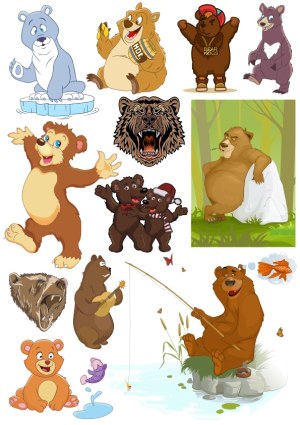 Collection of Cartoon Bear Characters and Illustrations Free Vector