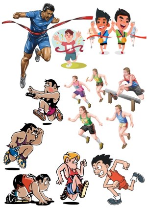Athletic Running and Racing Vector Illustrations Free Vector