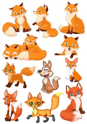 Cute Cartoon Foxes Vector Collection Free Vector
