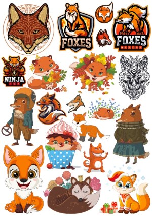 Collection of Fox-Themed Cartoon and Mascot Vector Illustrations Free Vector