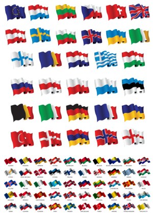 European and nearby Countries Flag Collection Vector Set Free Vector