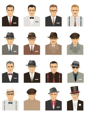 Vintage Men Style Avatars Collection Free Vector