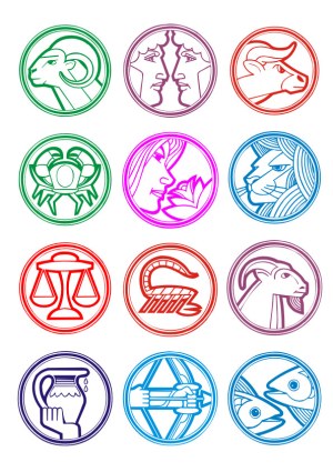 Zodiac Signs Vector Icons Set Free Vector