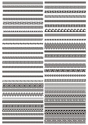 Greek Key and Meander Pattern Borders Collection Free Vector