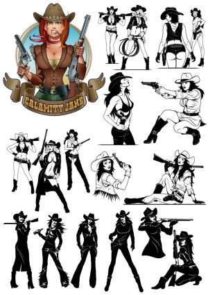 Calamity Jane and Cowgirl Outlaw Vector Collection Free Vector