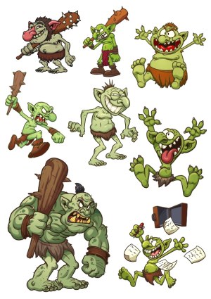 Cartoon Goblins and Trolls with Clubs Vector Collection Free Vector