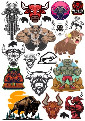 Collection of Bull, Bison, and Buffalo Vector Illustrations and Logos Free Vector