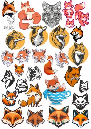 Collection of Artistic Fox Illustrations and Logos Free Vector