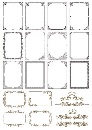 Collection of Vintage and Ornate Decorative Frames and Borders Free Vector
