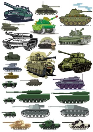 Collection of Various Military Tank Vector Illustrations Free Vector