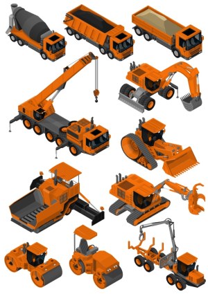 Isometric Construction and Heavy Machinery Vector Set Free Vector