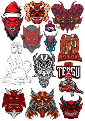 Collection of Red Devil and Demon Character Vectors Free Vector