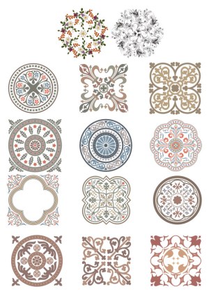 Set of Ornamental Circular and Square Vector Patterns Free Vector