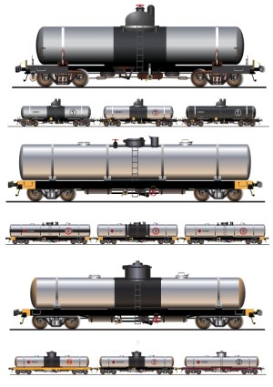 Detailed Vector Illustrations of Different Railroad Tank Cars Free Vector
