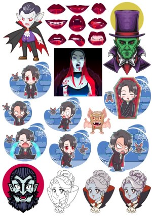 Vampire Characters and Expressions Vector Set Free Vector