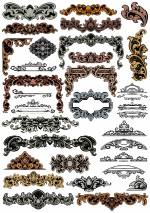 Collection of Vintage Floral Ornaments and Frame Corners Free Vector