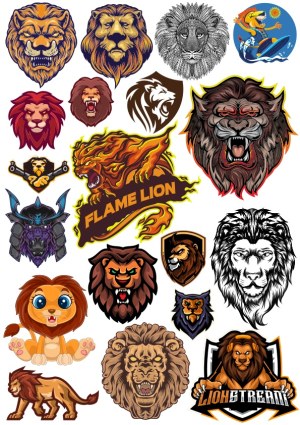 Collection of Lion Head Vector Illustrations and Mascots Free Vector