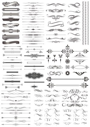 Vintage Ornamental Borders and Decorative Flourishes Vector Set Free Vector