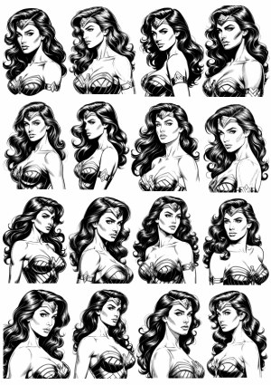 Black and White Comic Style Woman Warrior Portraits Set Free Vector