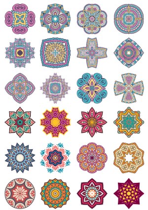 Set of 24 Colorful Decorative Mandala and Geometric Patterns Free Vector