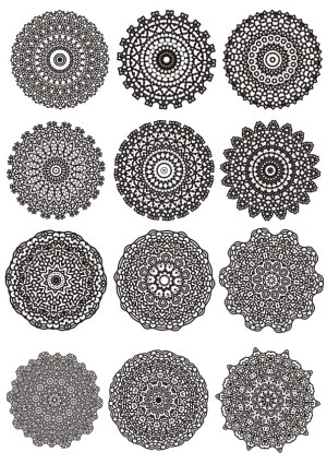 Set of 12 Intricate Black Mandala Vector Designs Free Vector