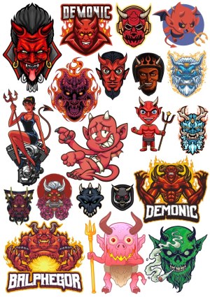Collection of Colorful Demon and Devil Vector Illustrations Free Vector