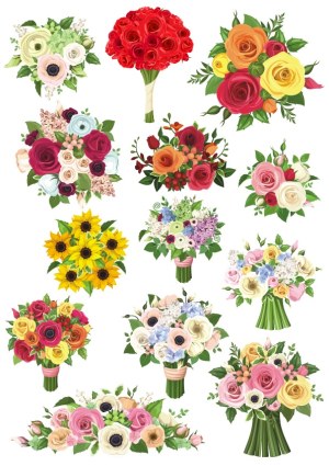Colorful Floral Bouquet Vector Collection Free Vector