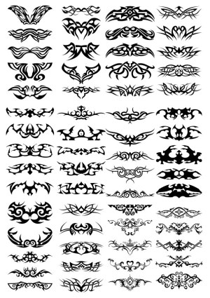 Collection of Tribal and Ornamental Vector Tattoo Designs Free Vector
