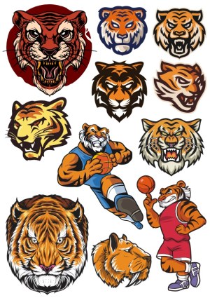 Collection of Tiger and Tiger Mascot Vector Illustrations Free Vector