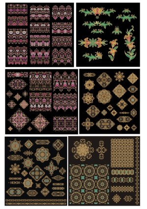 Intricate Vintage Ornamental Vector Pattern Set Free Vector