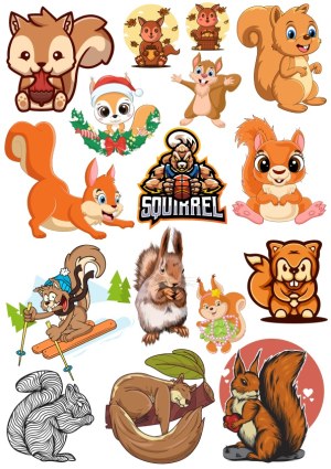Collection of Cartoon and Realistic Squirrel Vectors Free Vector