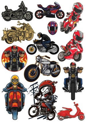 Motorcycle and Rider Vector Collection Free Vector