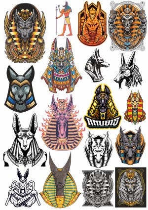 Collection of Anubis Themed Vector Illustrations Free Vector