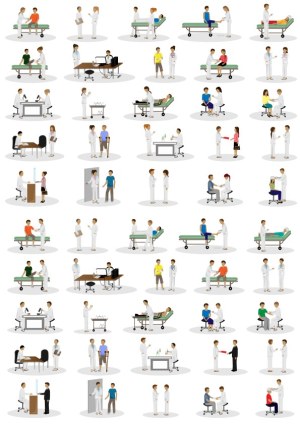 Medical Consultation and Healthcare Interaction Vector Set Free Vector