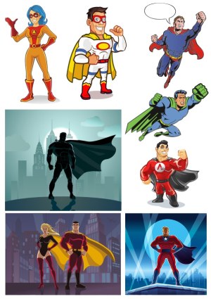 Colorful Cartoon Superhero Characters Set Free Vector
