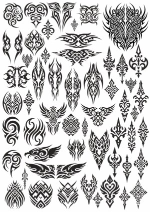 Collection of Black Tribal Tattoo Vector Designs Free Vector
