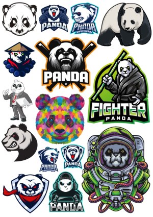 Collection of Panda-Themed Vector Logos and Illustrations Free Vector